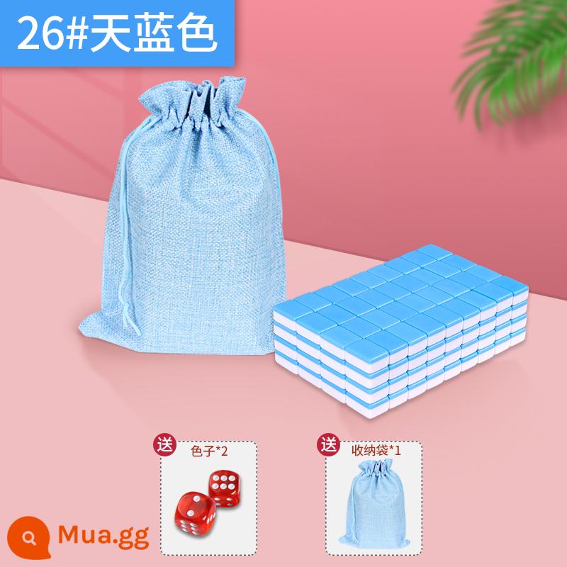 Mini mạt chược ký túc xá kèn du lịch ngoài trời di động mini dễ thương lưới đỏ nhà chà tay con chim sẻ nhỏ - Mạt chược mini số 26 màu xanh da trời + túi đựng xúc xắc miễn phí