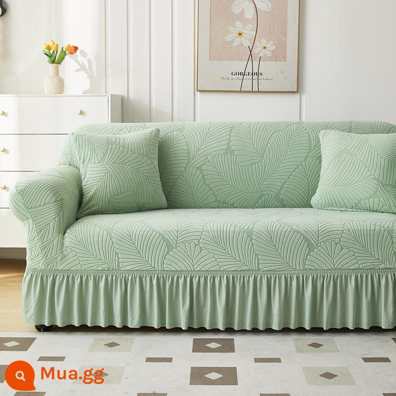 Vỏ bọc ghế sofa một hai ba hàng thẳng Vỏ bọc đàn hồi bao gồm tất cả bốn mùa đơn kiểu cũ - Lá bạc hà (kiểu váy)