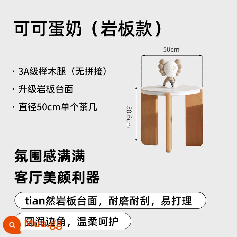 Gỗ Tròn Bàn Phòng Khách Hộ Gia Đình Kem Nhà Gió Yên Tĩnh Căn Hộ Nhỏ Bắc Âu Bàn Hiện Đại Nhỏ Gọn Góc Bàn - Mẫu đá phiến 50cm