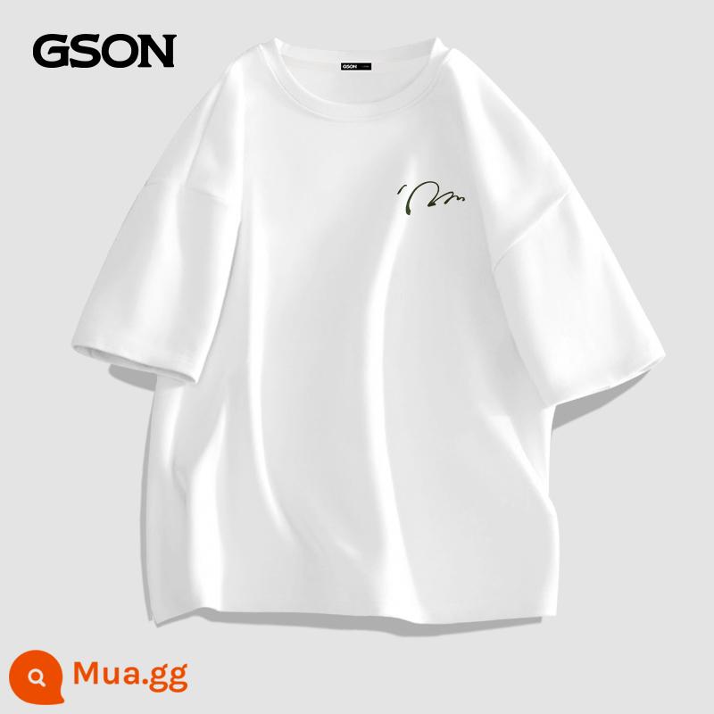 Semir Group GSON áo thun ngắn tay cotton nguyên chất cho nam phong cách tối giản áo thun graffiti màu trắng phong cách trung tính nửa tay rộng rãi cho nam - Màu trắng (nhãn ngực mùa hè mát mẻ)