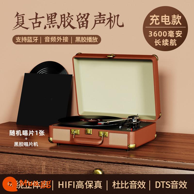 Cam Di Đĩa Vinyl Người Chơi Retro Máy Hát Âm Thanh Loa Bluetooth Phòng Khách Phong Cách Châu Âu Di Động Quà Tặng Sinh Nhật LP - Model có thể sạc lại ✅bút cảm ứng "Amber Brown + Vinyl Record" + thiệp chúc mừng + SF Express. ✈️3600 mAh