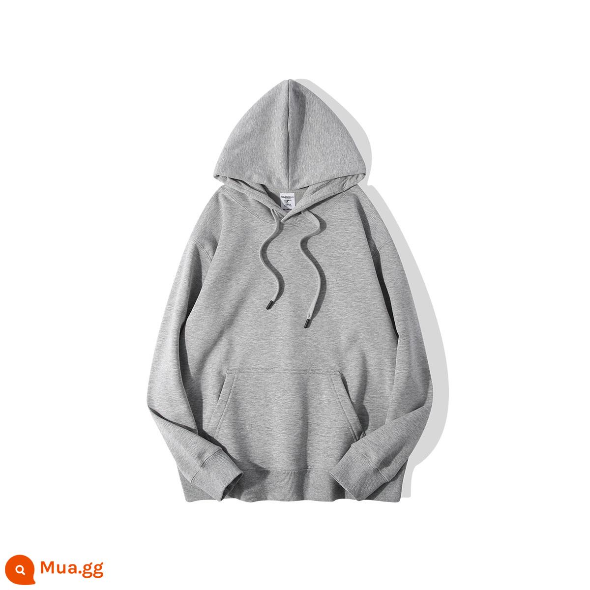 600g Fox Fox hạng nặng Fox Velvet Hooded Áo 2022 Màu sắc mới Solid Versatile Plus Velvet dày mùa thu và mùa đông nam Hoodie - màu xám đêm