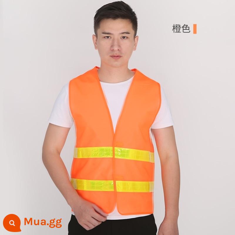 Áo vest an toàn phản quang in logo công trình chống tĩnh điện cộng với kỹ thuật in giao thông phân bón áo liền quần tùy chỉnh - Áo vest sọc vàng vải cam-F63-R12