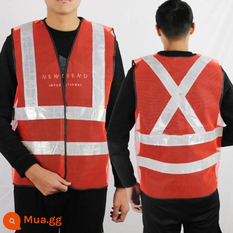 Áo vest an toàn phản quang in logo công trình chống tĩnh điện cộng với kỹ thuật in giao thông phân bón áo liền quần tùy chỉnh - Mặt lưới phản quang vai (màu cam)-O75-K79