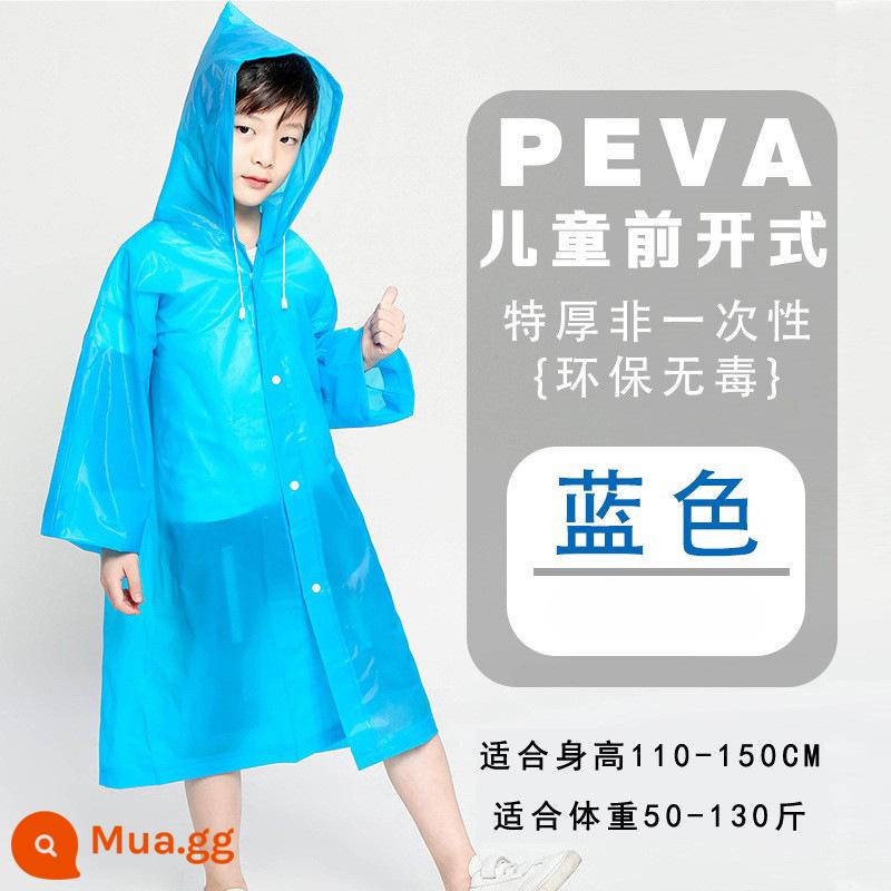 Áo mưa phiên bản dài dành cho người lớn eva dày toàn thân trẻ em di động không dùng một lần poncho tự đi xe đạp ngoài trời chống mưa - Mẫu miệng rộng trẻ em màu xanh [mẫu dày]