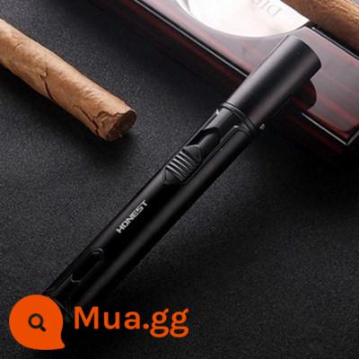 Bách Thành Chống Gió Bơm Hơi Bật Lửa Thẳng Xịt Xì Gà Moxibustion Ngoài Trời Đánh Lửa Hàn Bền Xịt - Kiếm dài-Đen [Người chơi đơn]