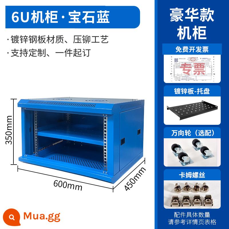 Tủ mạng 12u máy chủ 0.6m treo tường Tủ vỏ chính 6u công tắc giám sát dày tủ điện yếu - Tủ 6u cao cấp (màu xanh)