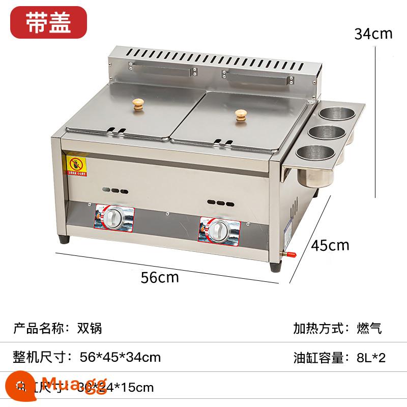 Gas Frying Pot Booth Gas Gas Thịt xáo newers Thương xít - Nồi chiên đôi + dụng cụ