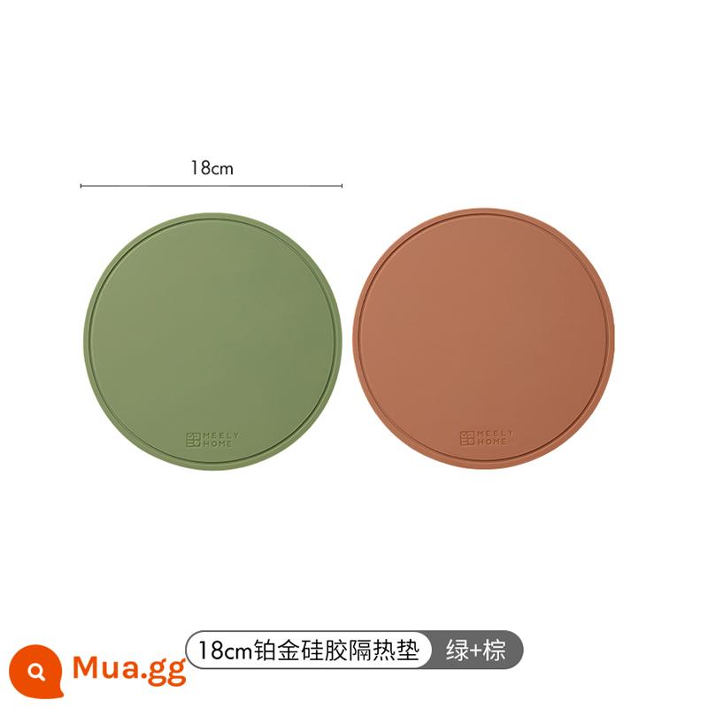 Thảm cách nhiệt bằng silicone meelyhome Thảm lót bàn ăn chống bỏng Thảm lót bát đĩa Thảm lót bát đĩa Thảm lót bàn ăn chịu nhiệt độ cao - 18cm [xanh + nâu 2 miếng] tấm lót đĩa cách nhiệt bằng silicon bạch kim