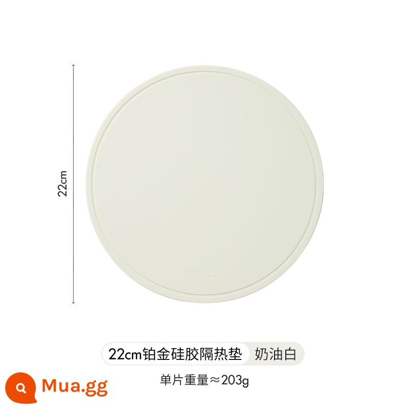 Thảm cách nhiệt bằng silicone meelyhome Thảm lót bàn ăn chống bỏng Thảm lót bát đĩa Thảm lót bát đĩa Thảm lót bàn ăn chịu nhiệt độ cao - Giá đỡ nồi cách nhiệt bằng silicon bạch kim 22cm [Trắng kem]