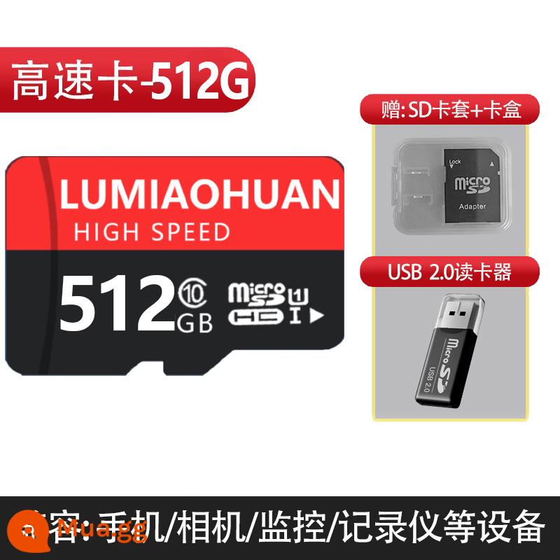 Điện Thoại Di Động Thẻ Nhớ 1TB Lái Xe Đầu Ghi Camera Máy Tính Bảng Chuyên Dụng Thẻ SD Giám Sát Đa Năng 32gTF Thẻ Dung Lượng Lớn - [Đầu ghi/giám sát lái xe/điện thoại di động/máy ảnh] Thẻ nhớ tốc độ cao 512G + đầu đọc thẻ 2.0