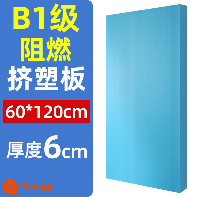 Tấm ép đùn tấm cách nhiệt xps nhà kính mật độ cao hàng đầu 1 cm cấp độ b1 sưởi ấm sàn chống cháy tấm xốp cách nhiệt chống cháy - [Chất chống cháy B1 mới được nâng cấp] dày 6 cm 60 × 120 cm (0,72 vuông)