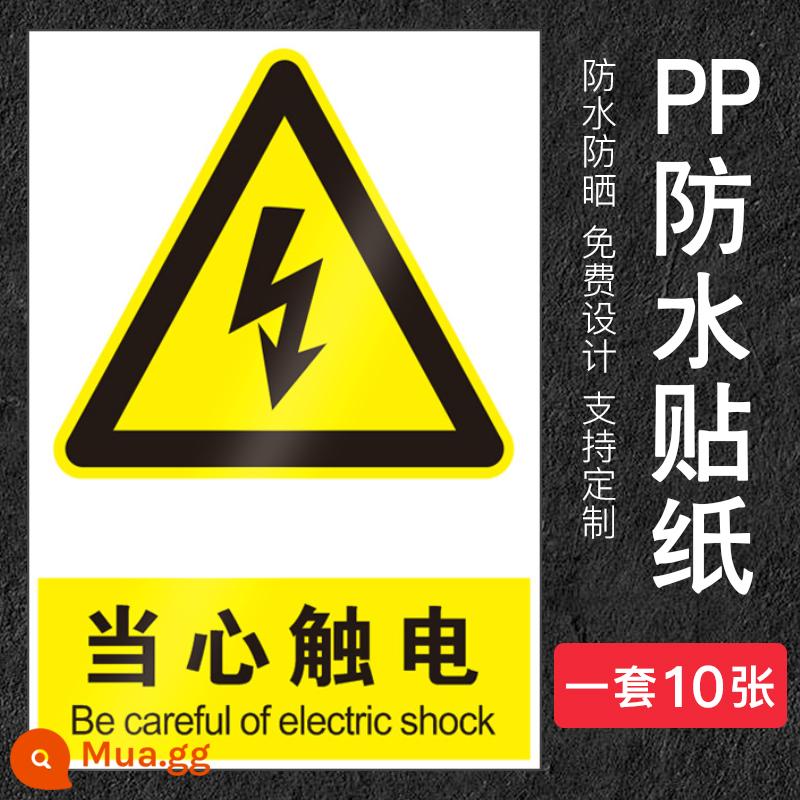 Nhãn dán cảnh báo nguy hiểm về điện, cẩn thận điện giật, cẩn thận với các dấu hiệu chấn thương cơ học, chú ý đến an toàn, biển báo thiết bị nhiệt độ cao, biển báo nhắc nhở, nhãn dán, hộp phân phối, cảnh báo an toàn điện, biển báo tự dính - Cẩn thận với điện giật [gói 10 miếng dán]