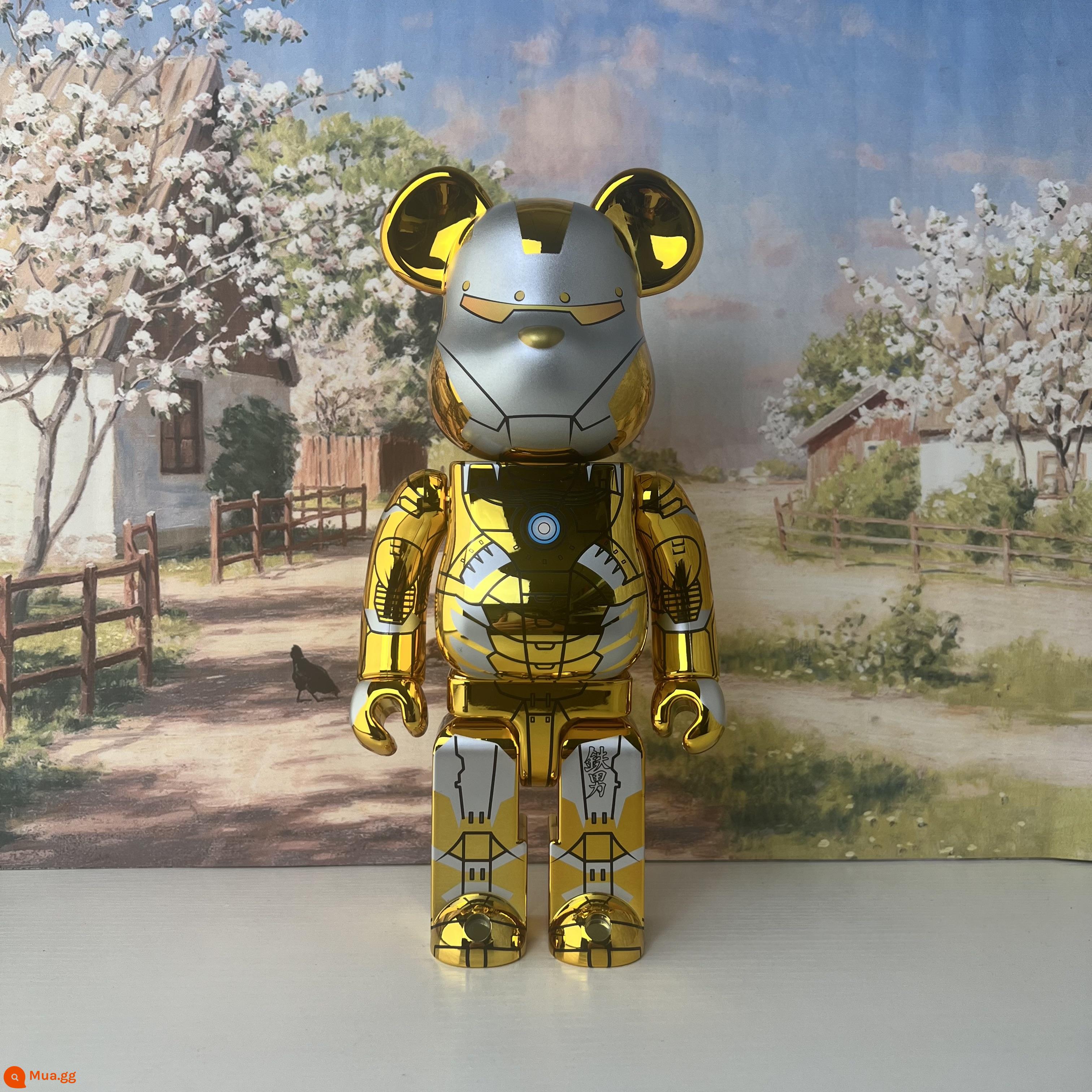 Bearbrick400% bạo lực gấu bầu trời đầy sao Qianqiu khối xây dựng gấu trang trí phòng khách Triều chơi mù hộp mô hình búp bê - Người sắt mạ vàng (model cao cấp - vòng khớp)