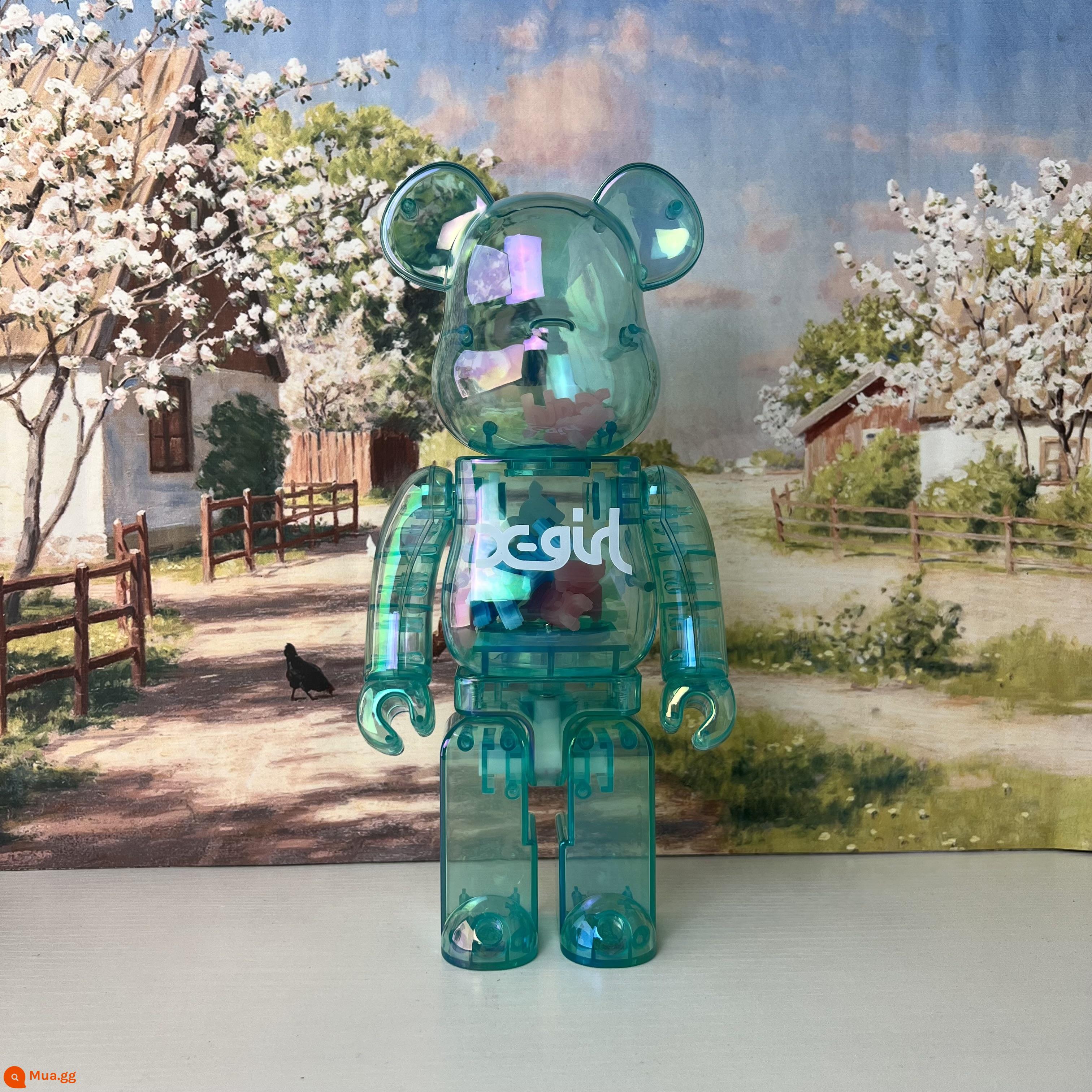 Bearbrick400% bạo lực gấu bầu trời đầy sao Qianqiu khối xây dựng gấu trang trí phòng khách Triều chơi mù hộp mô hình búp bê - Mạ điện xg băng xanh (model-khớp nối cao cấp)