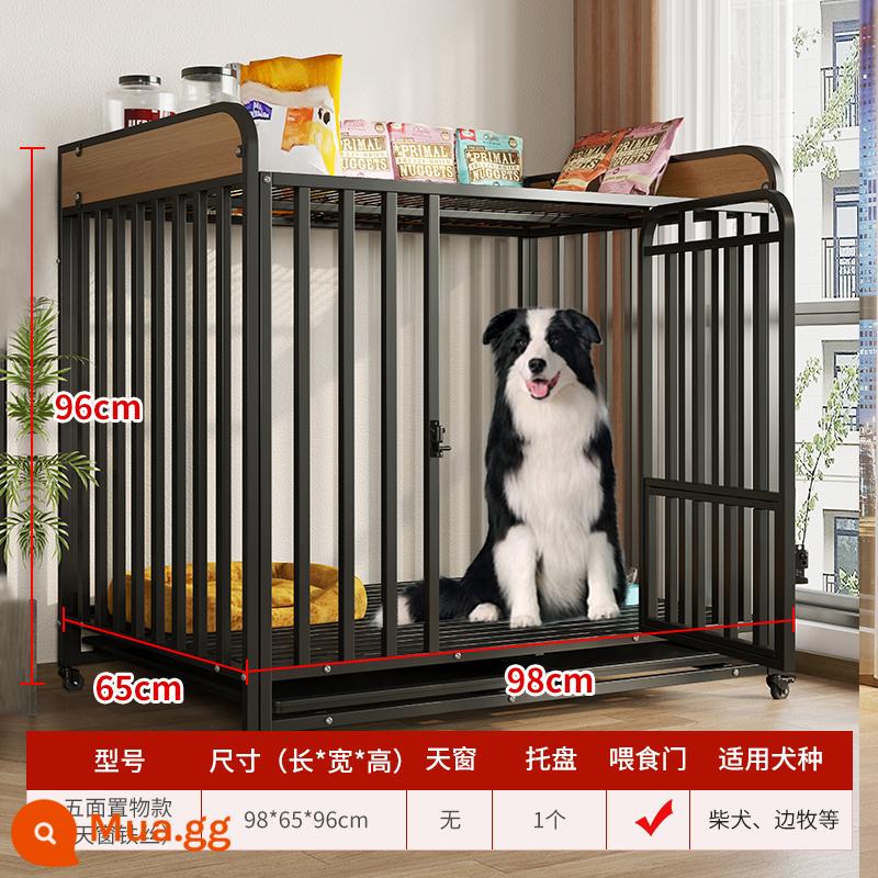 Chuồng chó cỡ trung bình cho chó lớn trong nhà có nhà vệ sinh Border Collie lồng thú cưng nhỏ Golden Retriever cũi chuồng chó hàng rào chó - [Đen] Model đựng ống vuông "95*65*96" (trong vòng 60 pound)