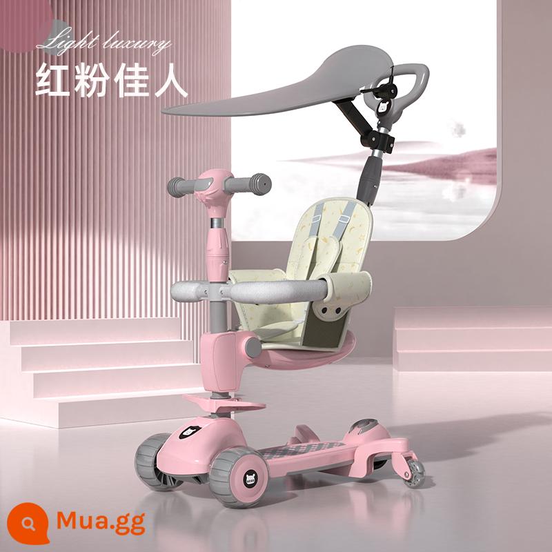 Xe trượt Scooter Babbitt trẻ em từ 1 đến 3 đến 6 đến 12 tuổi cho bé bé nữ đạp xe cầu trượt xe trơn 3 trong 1 - Pretty in Pink - Đệm ngồi mái hiên Bánh xe đa năng + Bánh xe Hummer Nhạc + Trọn bộ quà tặng