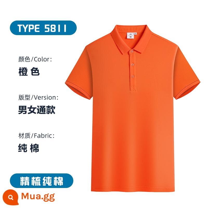 Áo sơ mi polo cotton nguyên chất, quần áo bảo hộ lao động ngắn tay có ve áo in logo, áo sơ mi văn hóa quảng cáo có thêu, đồng phục nhóm đặt làm riêng - A-cam