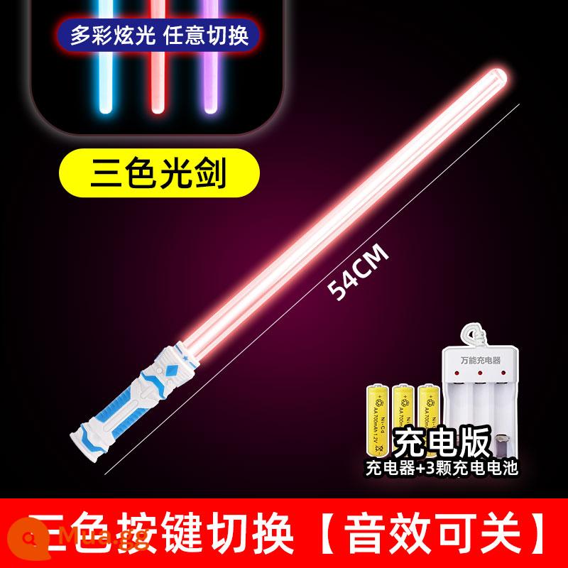 Ánh Sáng Saber Thanh Kiếm Laser Chiến Tranh Giữa Các Vì Sao Có Thể Thu Vào Không Đèn Ống Chính Hãng Đèn Laser Lên Dính Douyin Trang Đồ Chơi - Ba màu [Đã sạc] Thanh kiếm đơn 54CM - Hiệu ứng ánh sáng và âm thanh