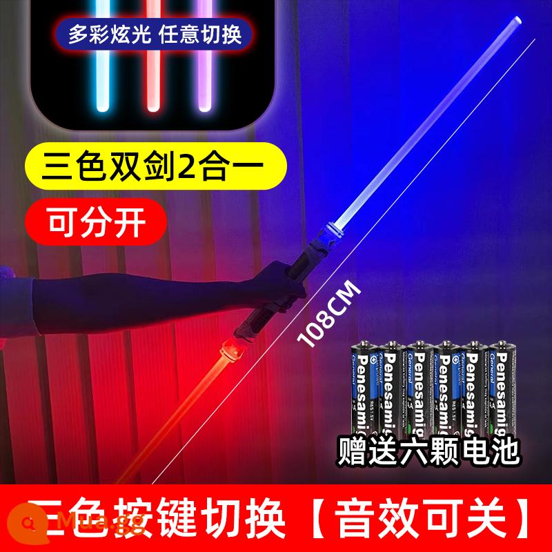 Ánh Sáng Saber Thanh Kiếm Laser Chiến Tranh Giữa Các Vì Sao Có Thể Thu Vào Không Đèn Ống Chính Hãng Đèn Laser Lên Dính Douyin Trang Đồ Chơi - [Khuyến nghị 2 gói] Ba màu 2 trong 1 108CM (hiệu ứng ánh sáng và âm thanh) - miễn phí pin