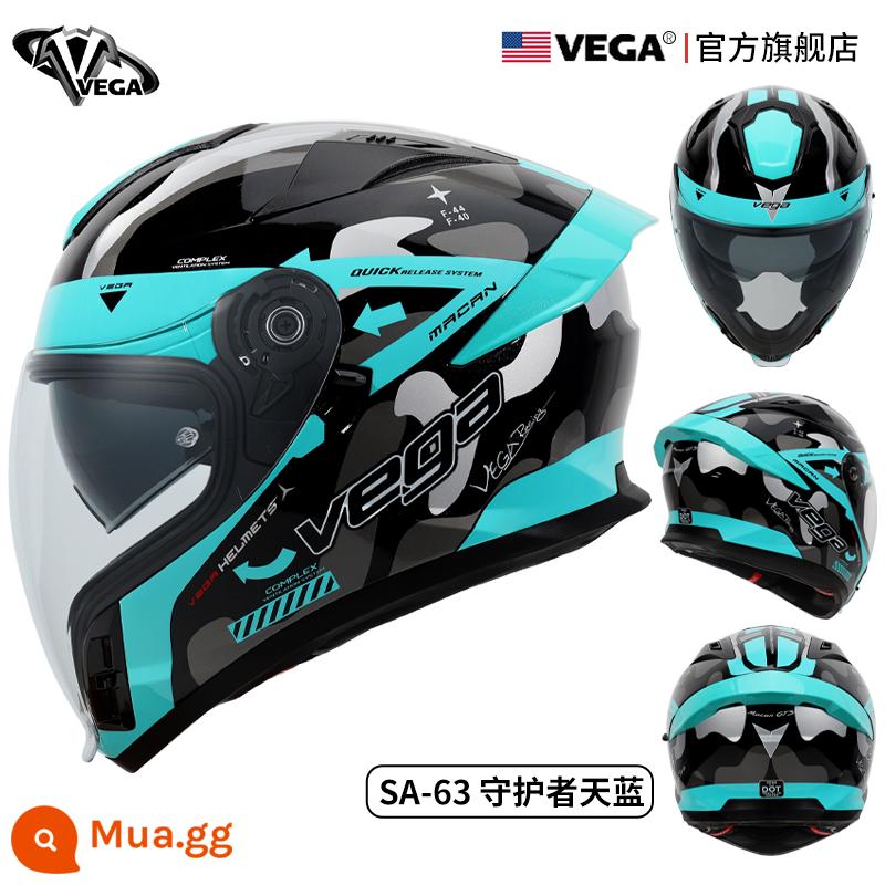 Mỹ VEGA Xe Máy Mũ Nam Nữ Mùa Đông Chống Sương Mù Đua Xe Máy Full Mũ Bảo Hiểm Đuôi Lớn Cá Tính Thoáng Mát chạy Bluetooth - Người bảo vệ bầu trời xanh