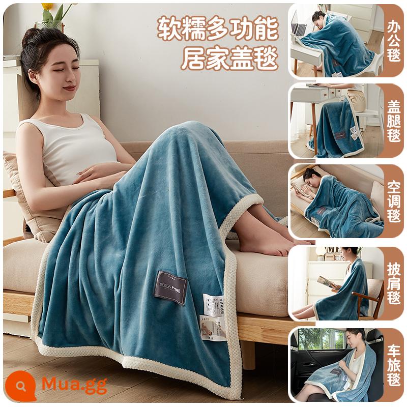 Sofa Mùa Hè Chăn Chăn Ngủ Trưa Văn Phòng Đơn Nghỉ Trưa Chăn Điều Hòa Chần Gòn Chăn Điều Hòa Không Khí Nỉ San Hô Chăn Nhỏ - ánh trăng xanh