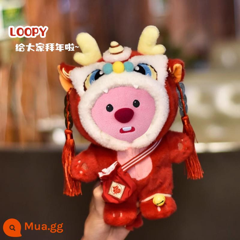 Người Anh Tiếp Theo Rood Hải Ly Nhỏ Ruby Loopy Búp Bê Dễ Thương Sang Trọng Búp Bê Gối Cô Gái Món Quà Sinh Nhật - Hải ly rồng nhỏ lửa đỏ [Hải ly + Jumpsuit rồng nhỏ lửa đỏ] Lời chúc mừng năm mới con Rồng