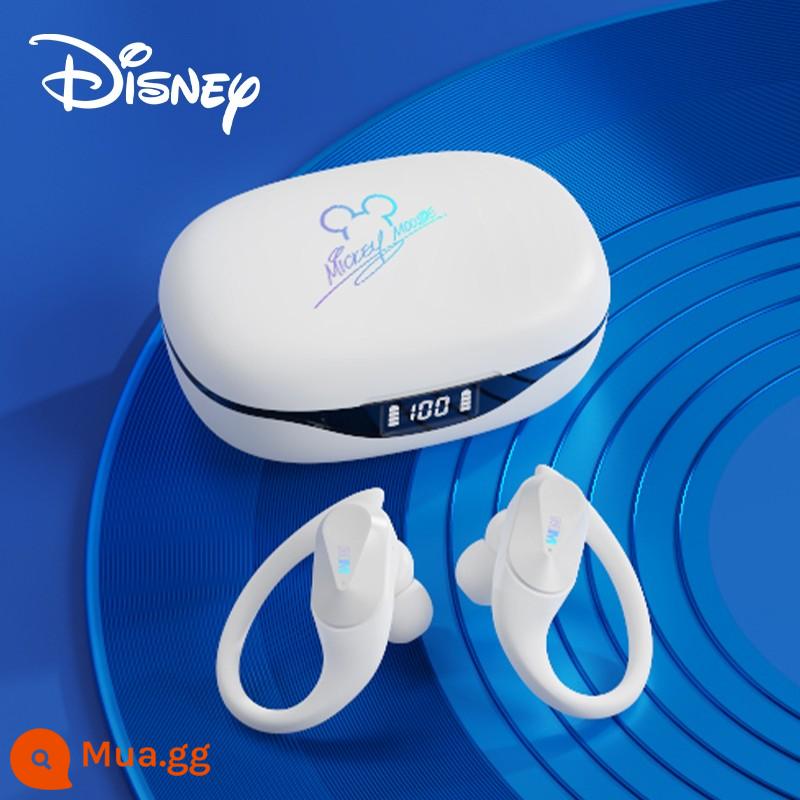 Tai nghe Bluetooth dẫn truyền xương Disney Tai nghe thể thao giảm tiếng ồn không dây Áp dụng cho phụ nữ treo tai không có kẹp trong tai của Apple - White Mickey [Màn hình kỹ thuật số thông minh LED + loa cấp CD + người chơi thể thao không thể rời mắt + chống nước và chống mồ hôi]