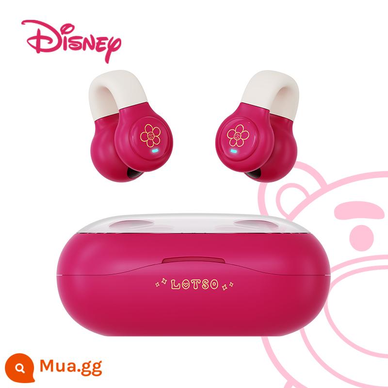 Tai Nghe Bluetooth Chính Hãng Disney 2023 Mới Dẫn Truyền Qua Xương Giảm Tiếng Ồn Thể Thao Bé Gái Kẹp Tai - Strawberry Bear Rose Red [Chất lượng âm thanh Hifi ba dải nghìn nhân dân tệ + loại tai kẹp bằng cao su mềm không đau]