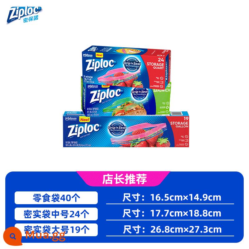 Lời hứa bảo mật ziploc túi niêm phong túi giữ tươi hai lớp kín túi bảo quản cấp thực phẩm túi dày đặc nhập khẩu - [83 kết hợp giữ tươi] Chuỗi đôi cỡ lớn 19+ Chuỗi đôi cỡ vừa 24+ Đồ ăn nhẹ 40