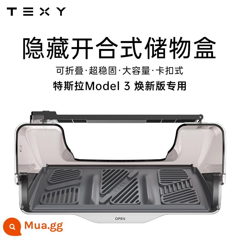 TEXY Tesla hộp lưu trữ màn hình điều khiển trung tâm Model Ya 3 dưới màn hình lưu trữ mô túi phiên bản cập nhật phụ kiện ETC - [Xám] Hộp đựng màn hình ẩn có thể gập lại dành cho Tesla Model 3 phiên bản làm mới