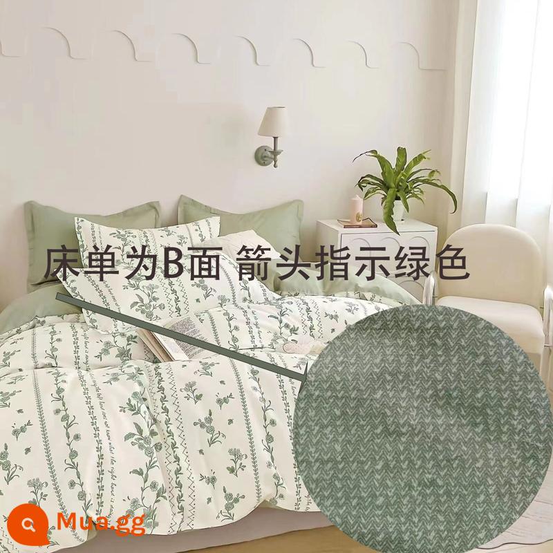 Khăn trải giường cotton nguyên chất một mảnh dày 100 cotton nguyên chất đơn 1,5m ga trải giường đôi ký túc xá ba bộ giường lớn tatami - Phiên bản Rinkan Monogatari B