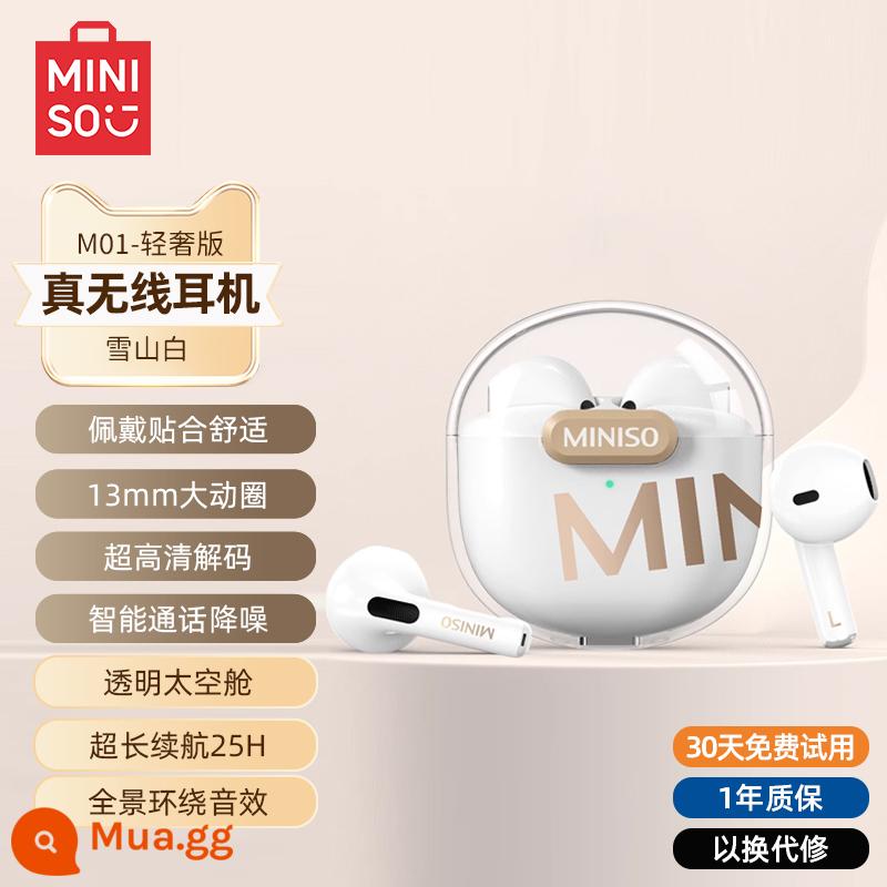 Tai nghe Bluetooth chất lượng cao MINISO không dây chất lượng cao thể thao 2023 mẫu mới phù hợp cho Huawei và Apple giảm tiếng ồn - Phiên bản nhẹ sang trọng-Snow Mountain White [Âm thanh vòm âm thanh nổi HiFi & kết nối tức thì @ sạc nhanh]