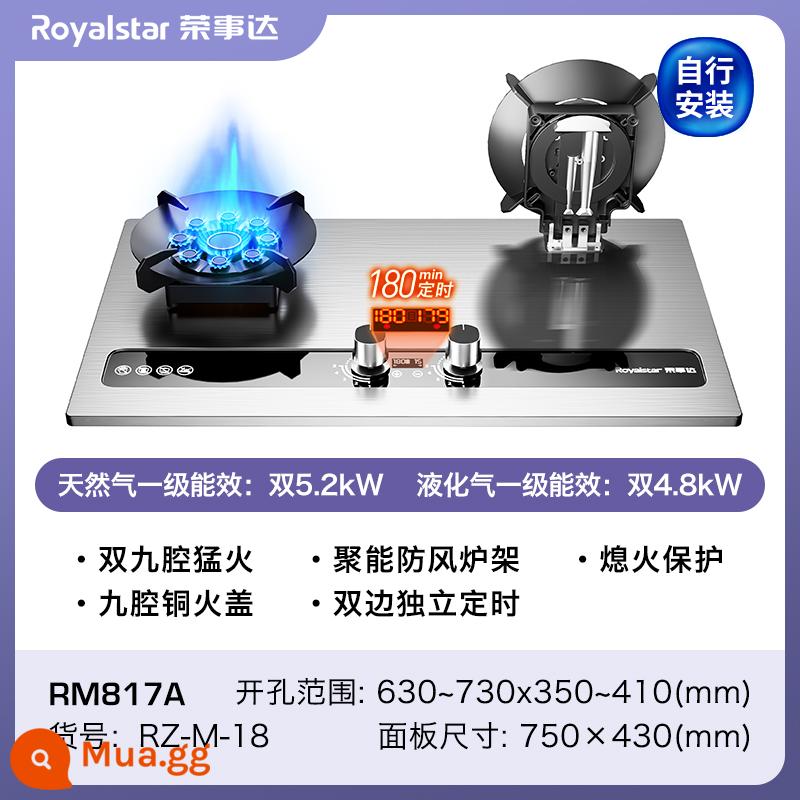 Bếp gas Royalstar bếp gas hộ gia đình nhúng bếp gas để bàn bếp gas hóa lỏng lửa dữ dội tiết kiệm năng lượng cổng đôi bếp gas - Vòng thu năng lượng kép 5,2kW có nắp lật, thép không gỉ dày và được mở rộng thường xuyên [tự lắp đặt]