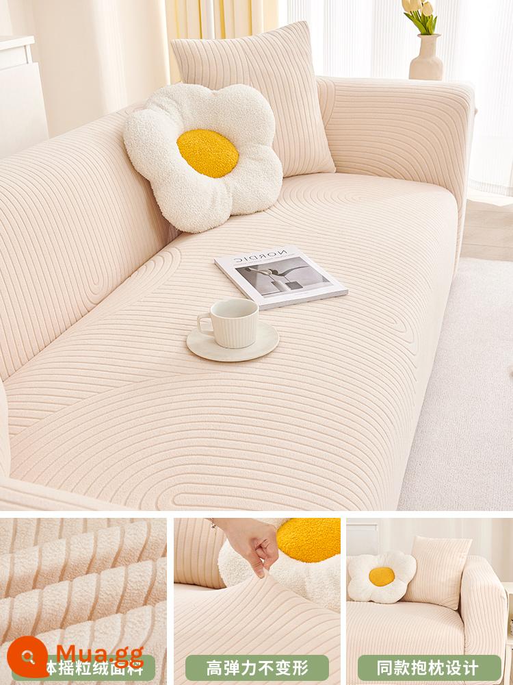 Vỏ bọc ghế sofa nhung jacquard Jialiya bao gồm tất cả các loại vỏ phổ biến mùa thu và mùa đông mới 2023 Vải bọc tất cả trong một - Tôn cuộn màu be