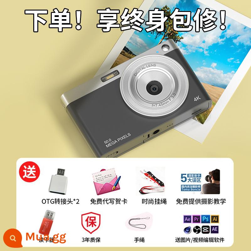 Máy ảnh kỹ thuật số CCD HD retro tiệc sinh viên cô gái nhập cảnh du lịch vlog máy ảnh thẻ di động - C12 đen - có thể quay video và chuyển sang điện thoại di động - làm đẹp tự động