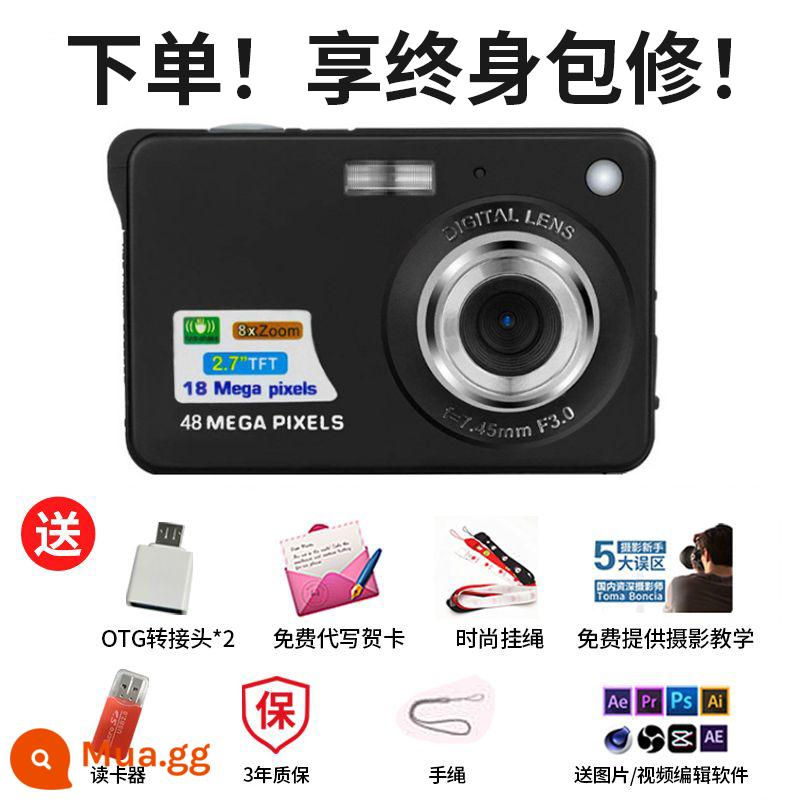 Máy ảnh kỹ thuật số CCD HD retro tiệc sinh viên cô gái nhập cảnh du lịch vlog máy ảnh thẻ di động - 01 black-4800w có thể quay video và truyền sang điện thoại di động