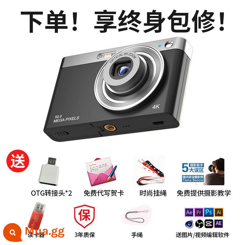 Máy ảnh kỹ thuật số CCD HD retro tiệc sinh viên cô gái nhập cảnh du lịch vlog máy ảnh thẻ di động - Ống kính thiên văn C13 đen-5000w làm đẹp tự động