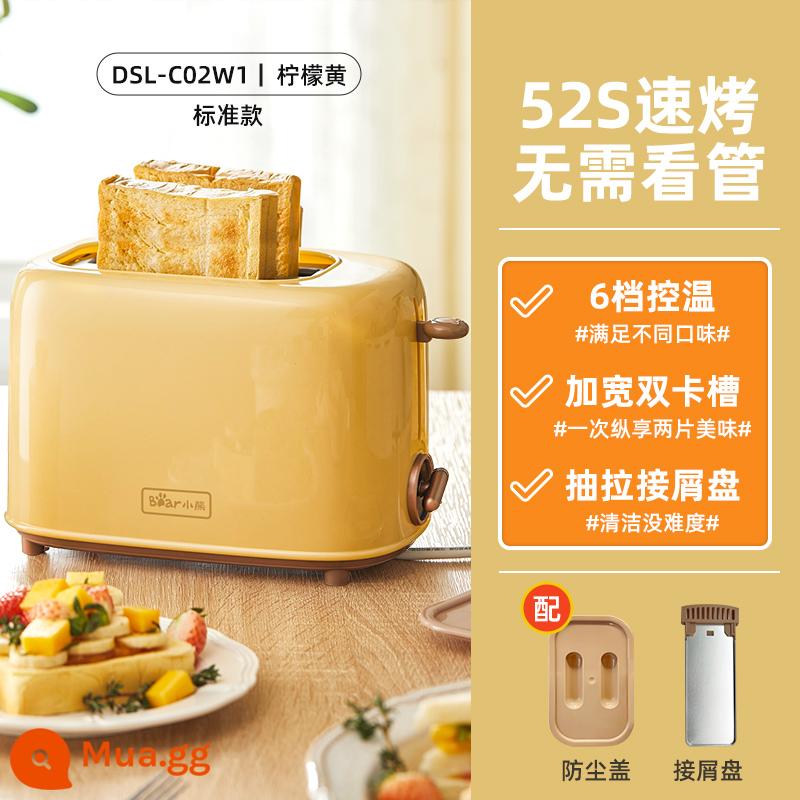 Máy nướng bánh mì Bear gia đình cắt lát làm nóng máy nướng bánh mì sandwich máy nướng bánh mì nhỏ tự động máy nướng bánh mì máy nướng bánh mì - Màu vàng chanh [có nắp che bụi]