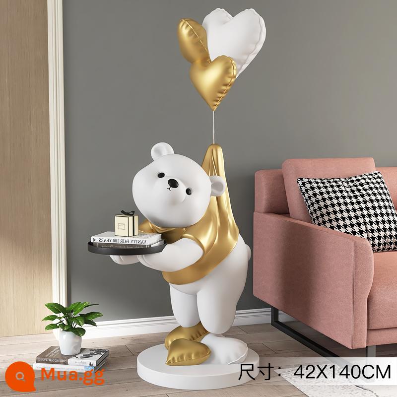 Gấu phòng khách quy mô lớn trang trí từ trần đến sàn phụ kiện gia đình TV tủ sofa bên cạnh đèn trưng bày trang trí mềm mại tân gia quà tặng nhà mới - Đồ trang trí khay gấu Yuanqi-Vàng (Cao 1,4 mét)