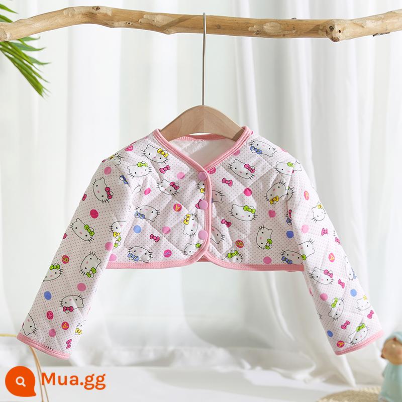 Đệm vai ngủ bằng cotton nguyên chất mùa thu đông cho trẻ em, đốt sống cổ chống lạnh, vai cho bé, áo chống rét cho bé sơ sinh, tay áo dài ấm áp - Phim hoạt hình mèo [tay áo dài có lót nhung và bên ngoài bằng cotton]