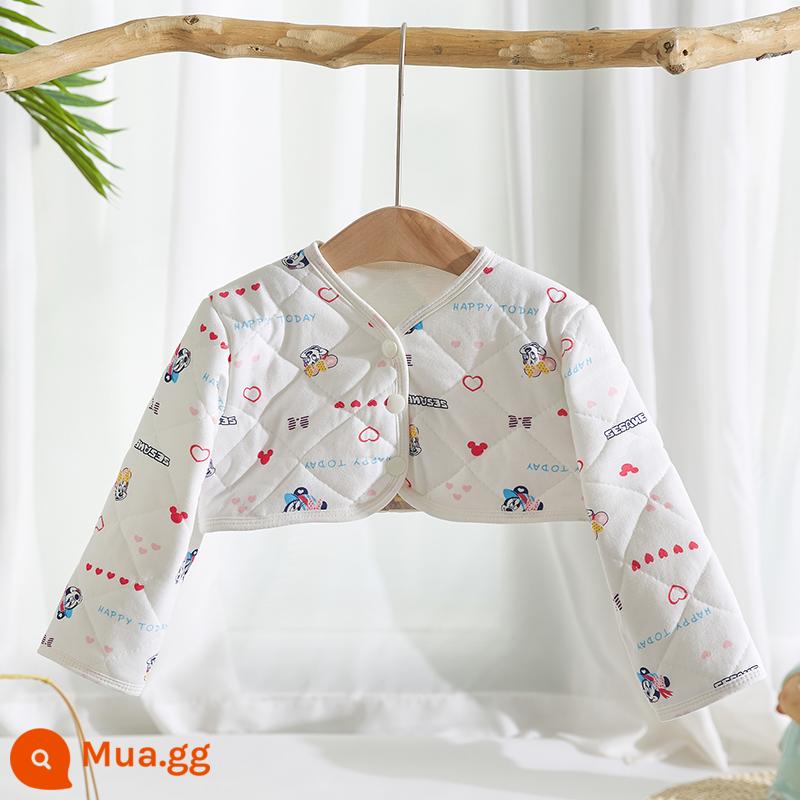 Đệm vai ngủ bằng cotton nguyên chất mùa thu đông cho trẻ em, đốt sống cổ chống lạnh, vai cho bé, áo chống rét cho bé sơ sinh, tay áo dài ấm áp - Chuột hoạt hình [tay áo dài có lót nhung và bên ngoài bằng cotton]