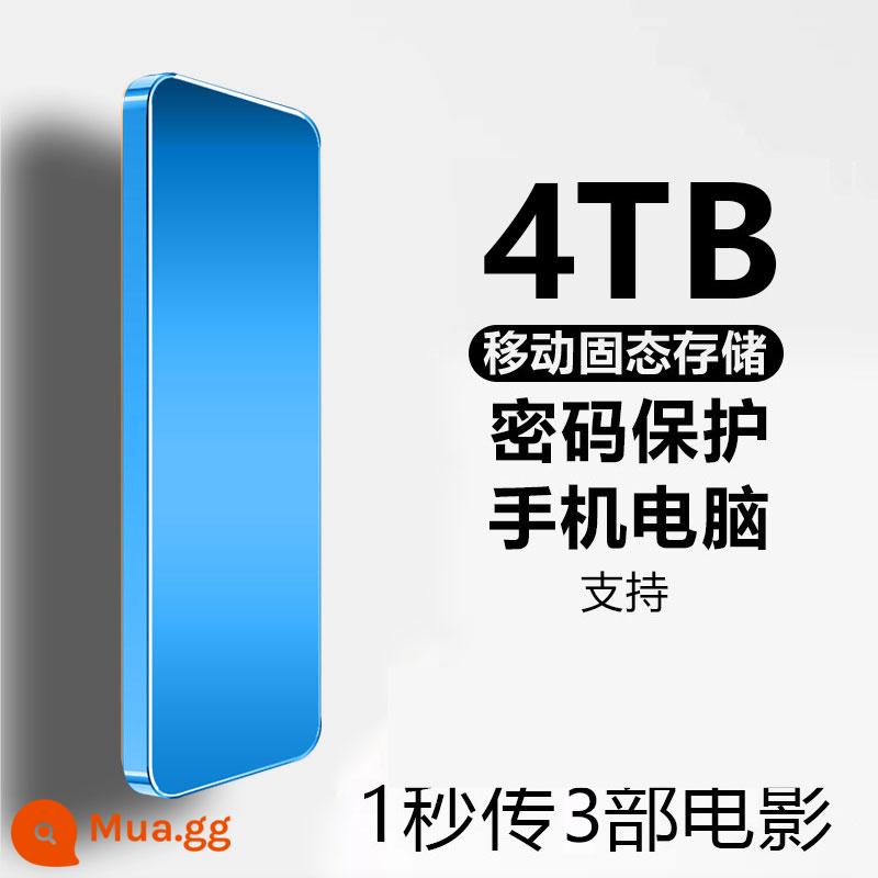 Ổ cứng di động siêu mỏng chính hãng chính hãng 8T tốc độ cao 2000GB dung lượng lớn 1T ổ cứng điện thoại di động máy tính lưu trữ thể rắn - 4TB [Xanh lam] [Mã hóa an toàn + đọc và ghi tốc độ cao 3.0 + Chip tốc độ cao thế hệ thứ 10]