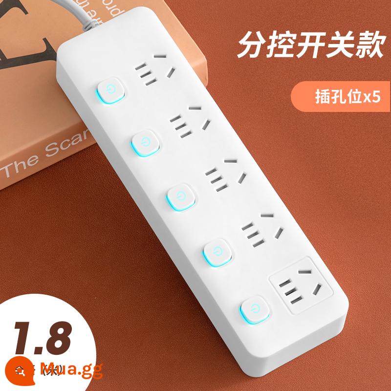 Bảng điều khiển ổ cắm đa năng Miyong hộ gia đình USB dây nối dài nhiều lỗ ký túc xá sinh viên dải cắm có dây - 5 công tắc [5 ổ cắm 1,8 mét]