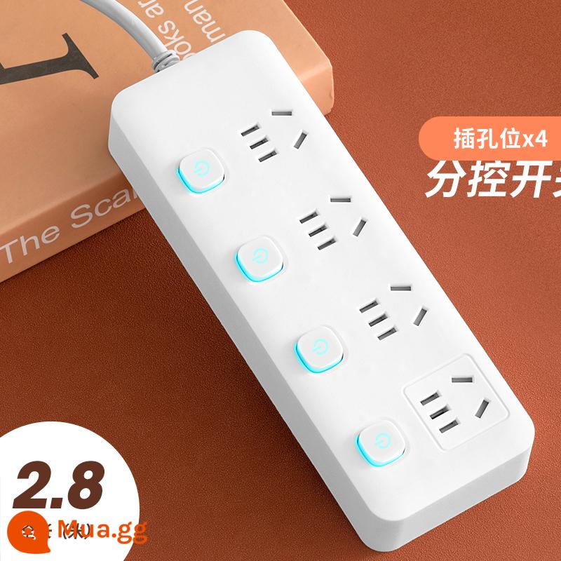 Bảng điều khiển ổ cắm đa năng Miyong hộ gia đình USB dây nối dài nhiều lỗ ký túc xá sinh viên dải cắm có dây - 4 công tắc [4 ổ cắm 2,8 mét]