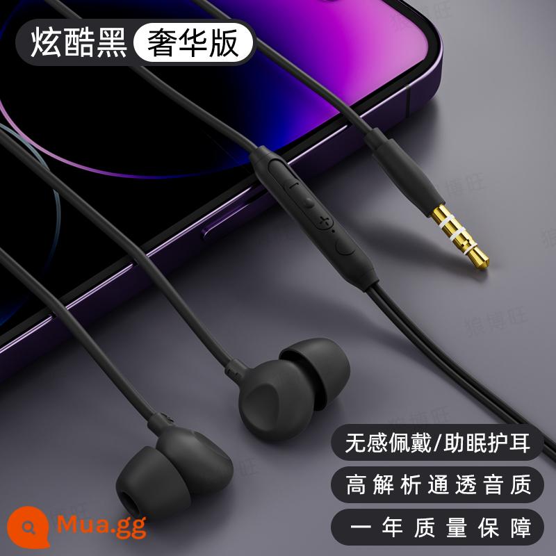 Tai nghe ngủ chống ồn có dây in-ear Huawei thích hợp cách âm khi ngủ nghiêng không gây áp lực tai hỗ trợ giấc ngủ và ngủ có micro - Màu đen mát [lỗ tròn 3,5] silicone lỏng thân thiện với da, chất lượng âm thanh trong suốt