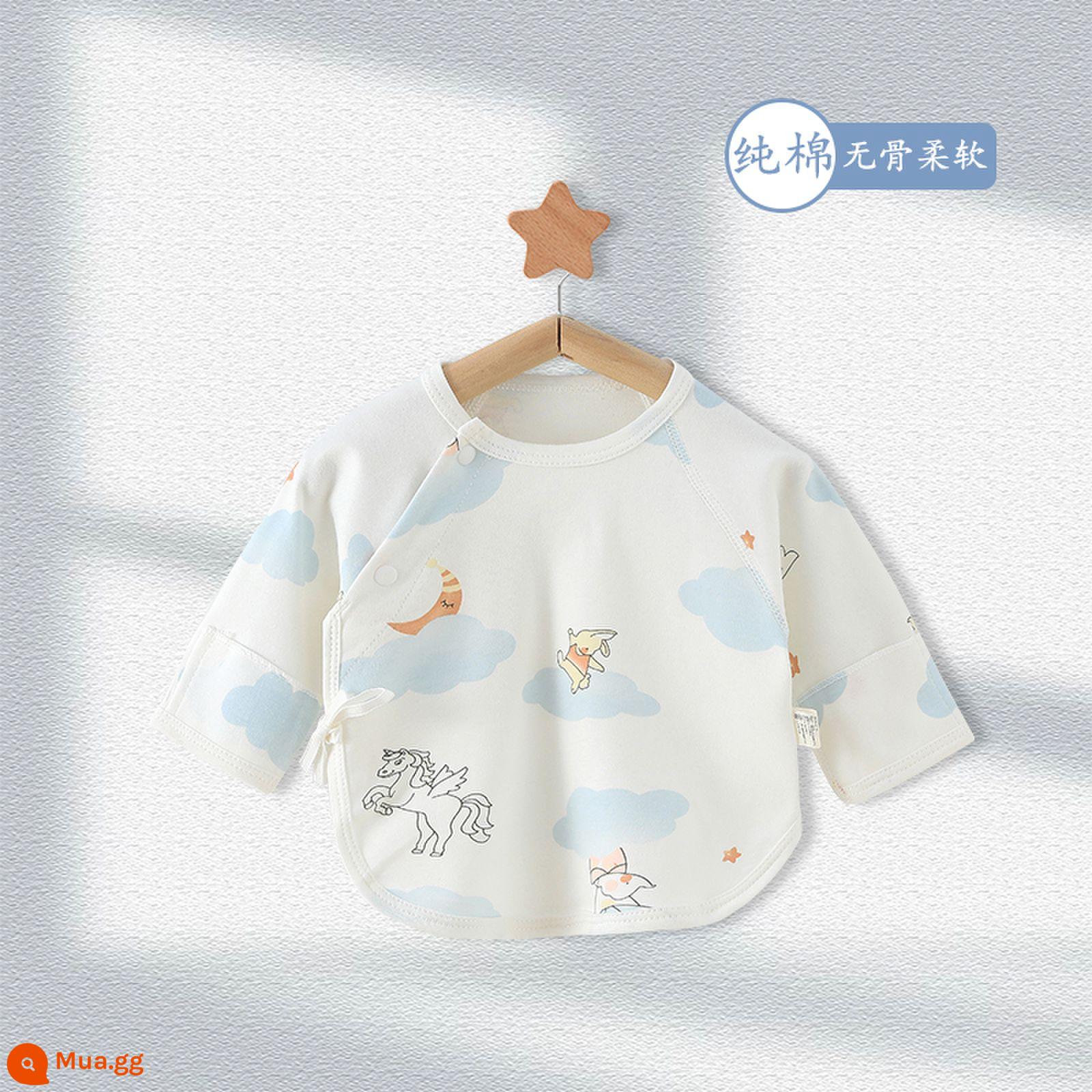 Áo sơ sinh nửa ngực cotton nguyên chất dành cho mùa xuân thu đông bé sơ sinh hai lớp bảo vệ bụng không xương mềm mại cho bé - bầu trời La Mã