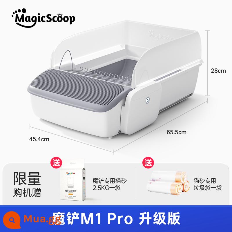 Magic Xẻng hoàn toàn tự động mèo hộp cực lớn làm sạch thông minh điện phân xẻng mở bán kèm bồn cầu cho mèo - Hộp vệ sinh cho mèo M1 Pro