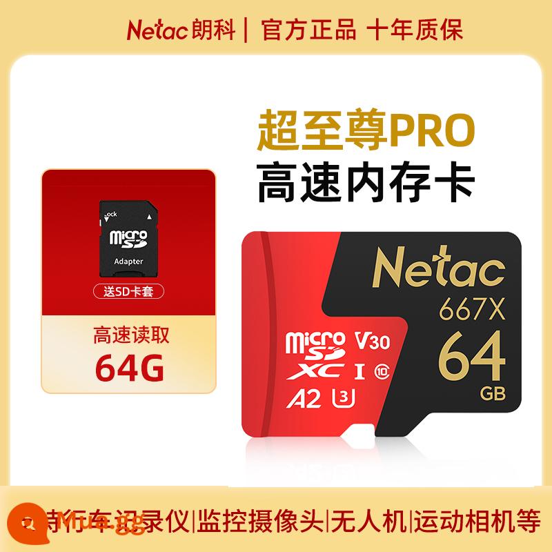 Netac thẻ nhớ tf tốc độ cao giám sát máy ghi âm lái xe lưu trữ 128g điện thoại di động 32 camera 256g thẻ tối cao - Thẻ tốc độ cao Ultra Supreme 64G [A2/4K]