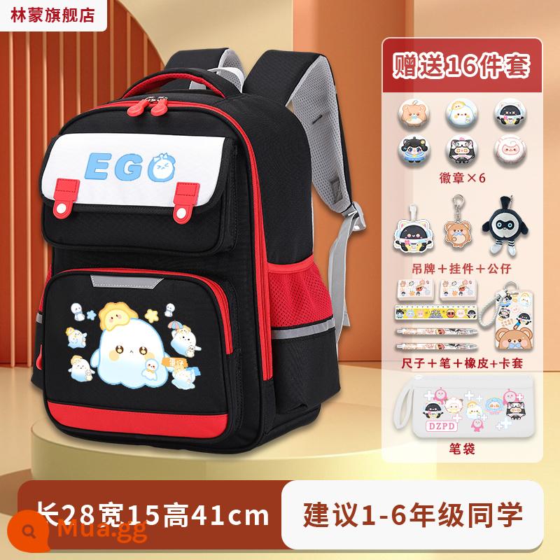 Danzai doanh Đảng schoolbag bé trai học sinh tiểu học lớp ba đến lớp sáu sức chứa lớn ba lô trẻ em ba lô bảo vệ cột sống - [Lớp 1-6] Đánh Đỏ - Loại F - Tặng bộ 15 món